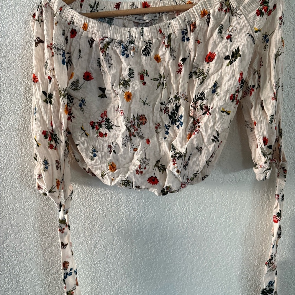 Chic Floral Print Off-Shoulder Blouse